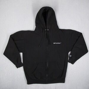 SpaceX NASA Crew Demo-2 Full Zip Hoodie Mens Large Black Falcon 9 Dragon Capsule